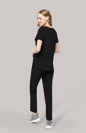 Women's Scrub Set: Notch V-Neck Tuck In Top & Drawstring Straight Leg Pant Women's Scrub Set: Notch V-Neck Tuck In Top & Drawstring Straight Leg Pant