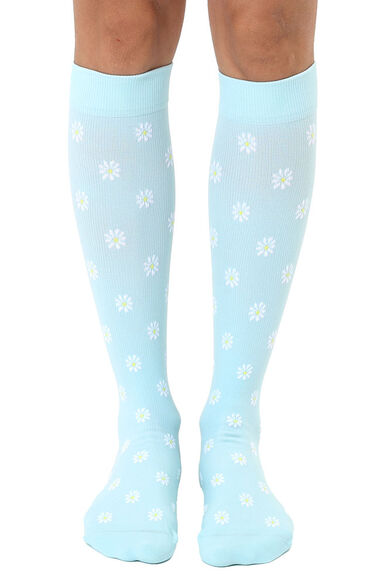 Women's 15-20 mmHg Lightweight Daisy Print Compression Socks, , large