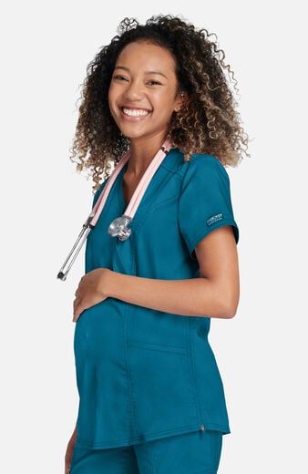 Women's Maternity Side Zip Solid Scrub Top Women's Maternity Side Zip Solid Scrub Top