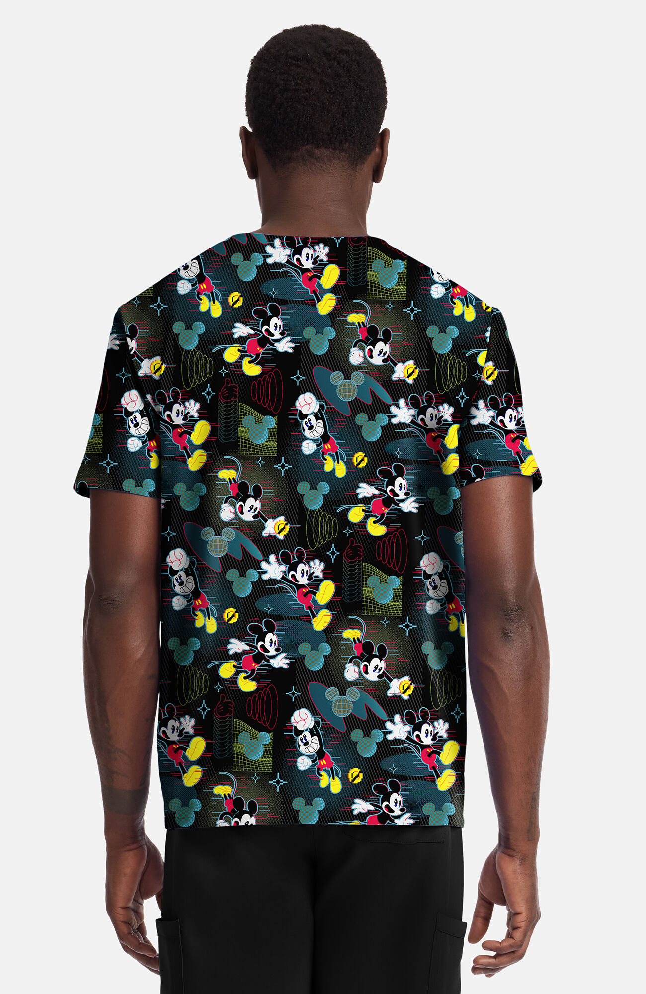 Men's Digital Mickey Print Scrub Top, , large