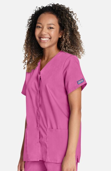 Clearance Women's Snap Front V-Neck Scrub Top, , large