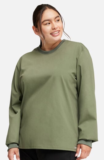 Clearance Unisex Long Sleeve Crew Neck Solid Scrub Top