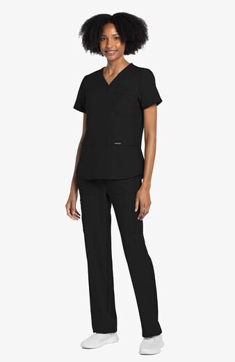 Women's Scrub Set: 3-Pocket V-Neck Shirttail Top & Drawstring Cargo Straight Leg Pant Women's Scrub Set: 3-Pocket V-Neck Shirttail Top & Drawstring Cargo Straight Leg Pant