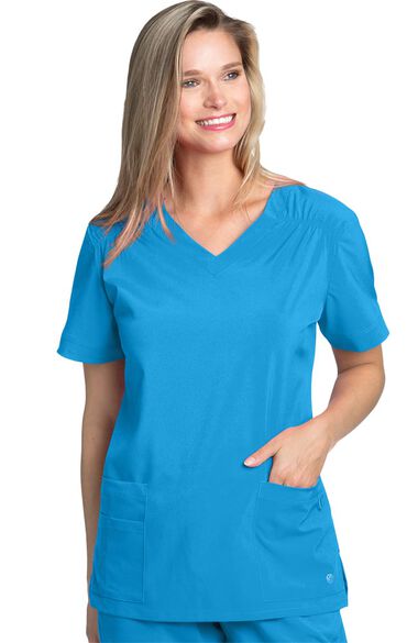 Women's Ruched Solid Scrub Top, , large