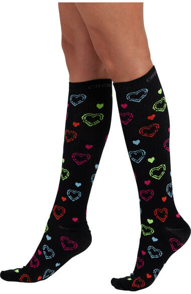 Women's 10-15 mmHg Wide Calf Print Support Socks, , large