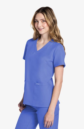 Women's Scrub Set: Rounded V-Neck Top & Pull-On Slim Leg Cargo Pant Women's Scrub Set: Rounded V-Neck Top & Pull-On Slim Leg Cargo Pant