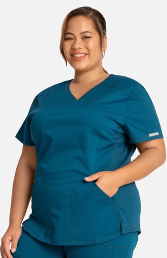 Women's 2-Pocket Sweetheart V-Neck Scrub Top Women's 2-Pocket Sweetheart V-Neck Scrub Top