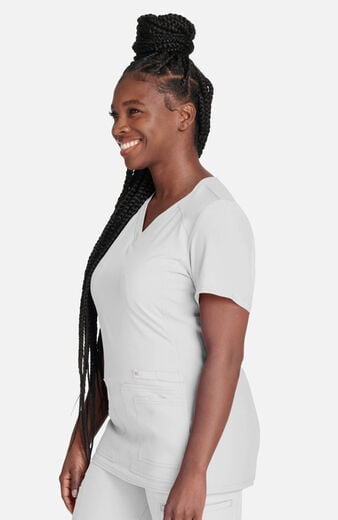 Women's V-Neck Knit Panel Solid Scrub Top Women's V-Neck Knit Panel Solid Scrub Top