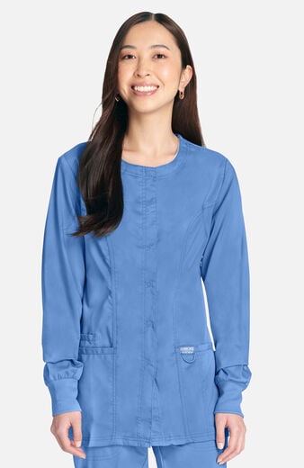 Women's Snap Front Crew Neck Scrub Jacket Women's Snap Front Crew Neck Scrub Jacket