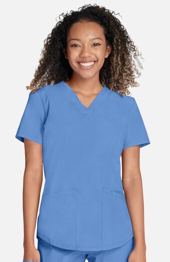 Women's 4-Pocket Shirttail V-Neck Scrub Top Women's 4-Pocket Shirttail V-Neck Scrub Top