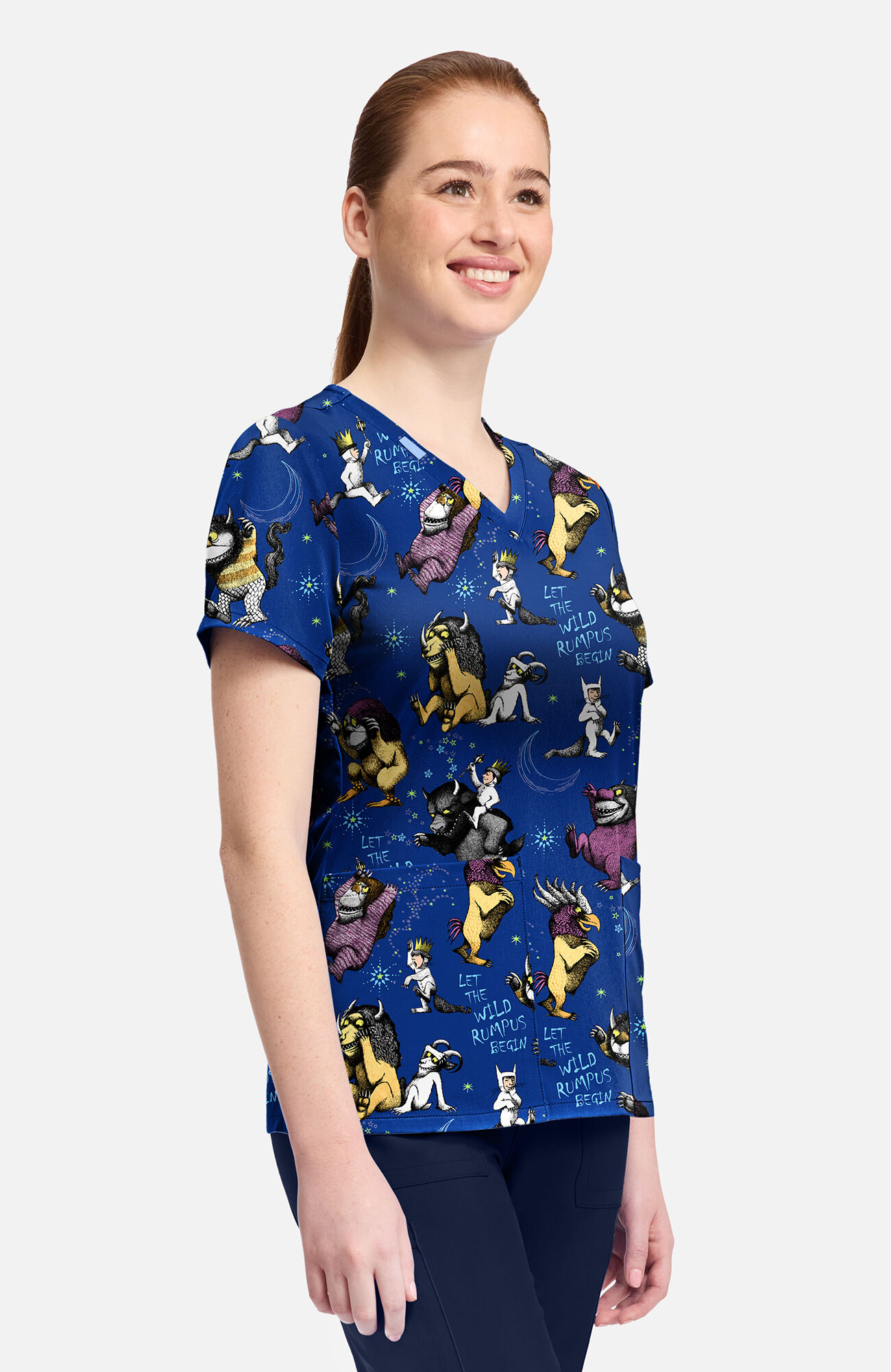 Women's Rumpus Time Print Scrub Top, , large