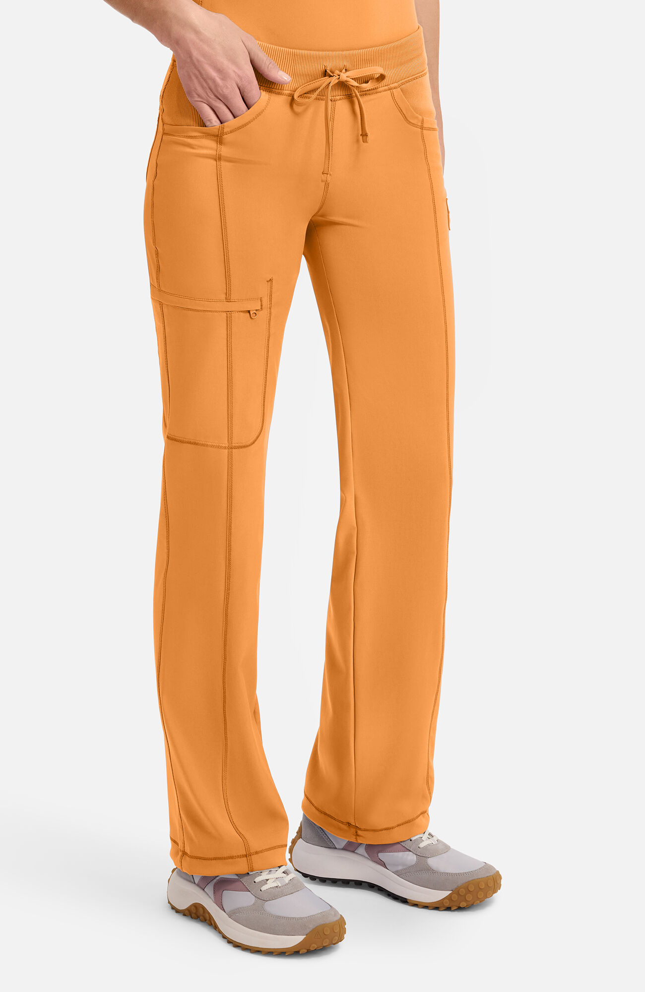 Women's Rib-Knit Drawstring Waist Scrub Pant, OSU Orange Sunrise | orange, large