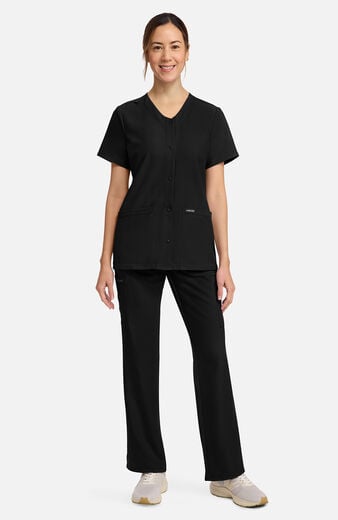 Women's 2-Pocket Snap Front V-Neck Scrub Top Women's 2-Pocket Snap Front V-Neck Scrub Top