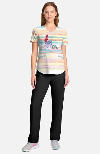 Women's Little Mermaid Vibe With The Tide Print Scrub Top Women's Little Mermaid Vibe With The Tide Print Scrub Top