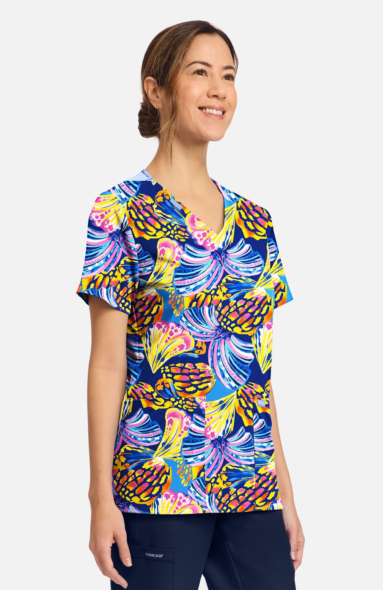 Women's Winging It Print Scrub Top, , large