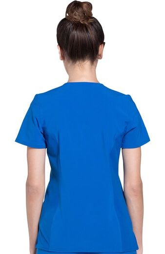 Clearance Women's Mock Wrap Soft Side Panel Solid Scrub Top