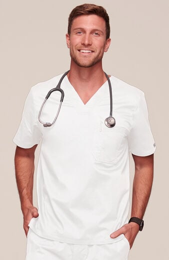 Men's V-Neck Chest Pocket Solid Scrub Top Men's V-Neck Chest Pocket Solid Scrub Top