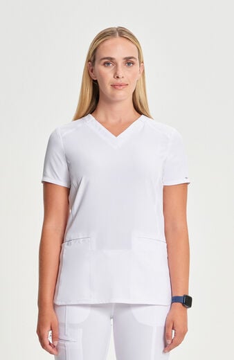Women's 2-Pocket Shirttail Knit V-Neck Scrub Top Women's 2-Pocket Shirttail Knit V-Neck Scrub Top