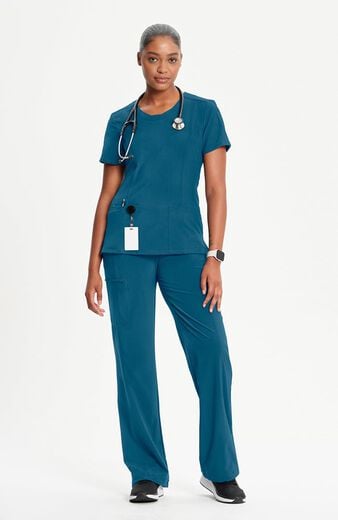 Women's Split Round Neck Solid Scrub Top Women's Split Round Neck Solid Scrub Top
