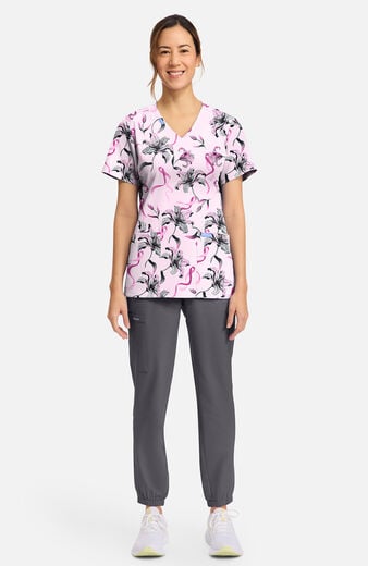 Women's Loving Lilies Print Scrub Top Women's Loving Lilies Print Scrub Top