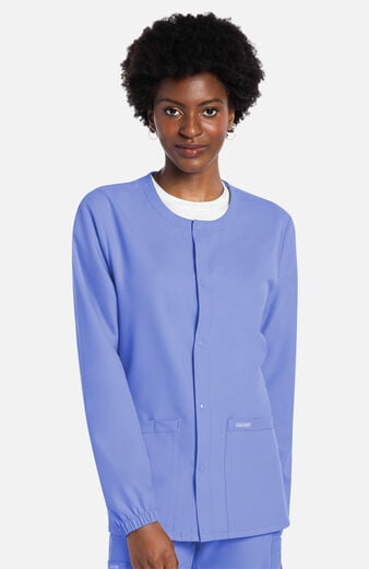 Unisex Snap-Front Crew Neck Scrub Jacket Unisex Snap-Front Crew Neck Scrub Jacket