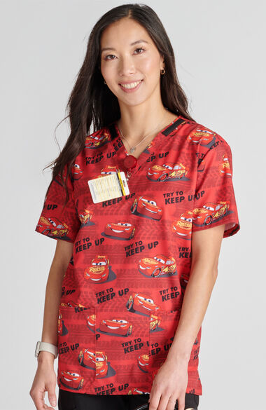 Unisex Try to Keep Up Print Scrub Top, , large