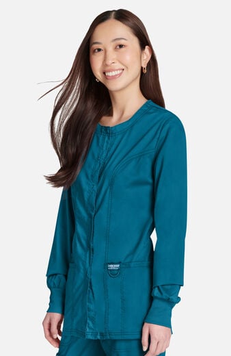 Women's Snap Front Crew Neck Scrub Jacket Women's Snap Front Crew Neck Scrub Jacket