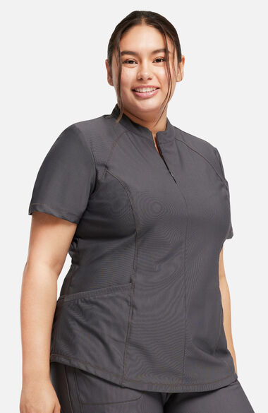 Women's Partial Zip Front Scrub Top, , large