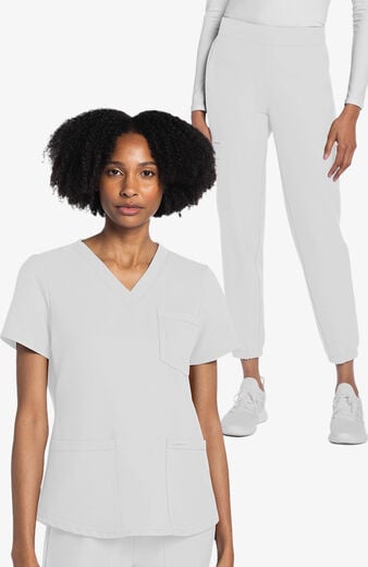Women's Scrub Set: 3-Pocket V-Neck Shirttail Top & 5-Pocket Cargo Jogger Pant Women's Scrub Set: 3-Pocket V-Neck Shirttail Top & 5-Pocket Cargo Jogger Pant