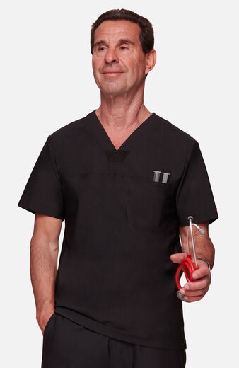 Men's Mesh Panel Chest Pocket V-Neck Scrub Top Men's Mesh Panel Chest Pocket V-Neck Scrub Top