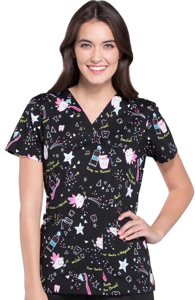 Dental print scrub tops online