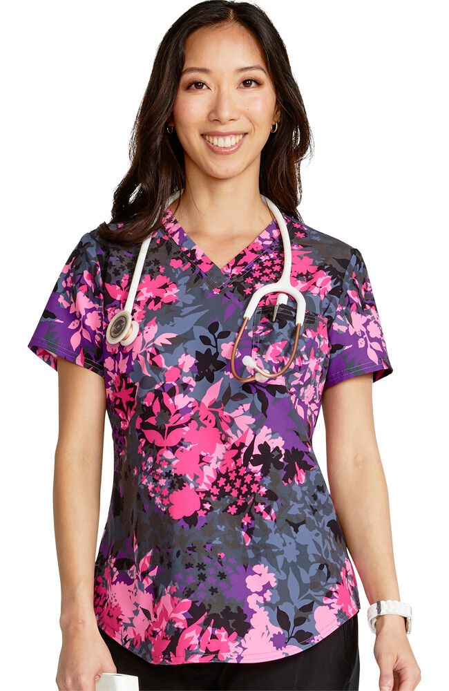 Purple print cheap scrub tops