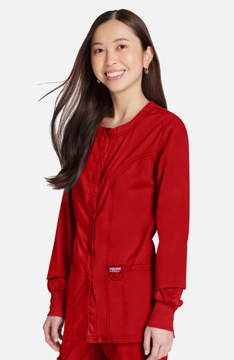 Women's Snap Front Crew Neck Scrub Jacket Women's Snap Front Crew Neck Scrub Jacket