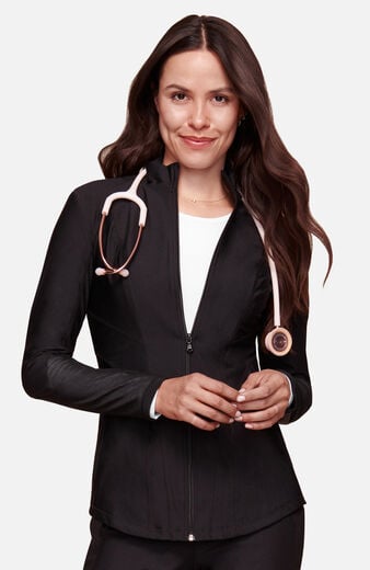 Women's Mesh Panel Zip Front Scrub Jacket Women's Mesh Panel Zip Front Scrub Jacket