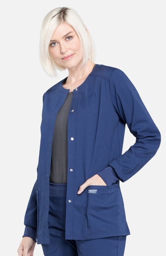 Women's Snap Front Warm-Up Solid Scrub Jacket Women's Snap Front Warm-Up Solid Scrub Jacket