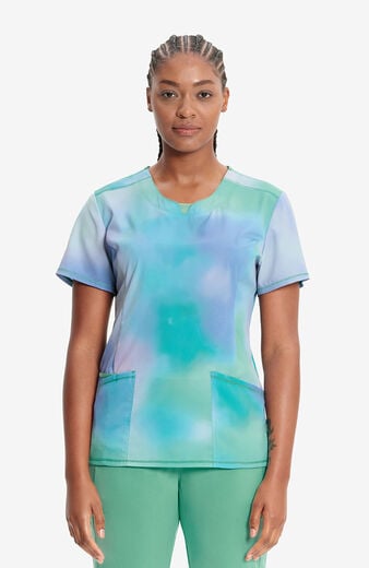 Women's 3 Pocket Northern Lights Print Scrub Top Women's 3 Pocket Northern Lights Print Scrub Top
