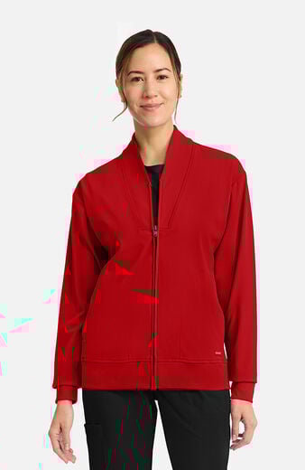 Women's 2-Pocket Shawl Collar Warm Up Scrub Jacket Women's 2-Pocket Shawl Collar Warm Up Scrub Jacket