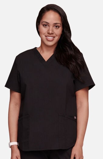 Women's 4-Pocket Shirttail V-Neck Scrub Top Women's 4-Pocket Shirttail V-Neck Scrub Top