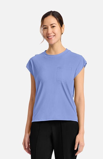 Women's Tuck-In Chest Pocket Crew Neck Scrub Top Women's Tuck-In Chest Pocket Crew Neck Scrub Top
