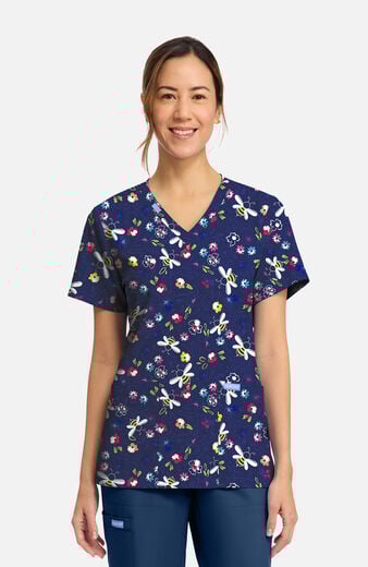 Women's Bumble Bee Bloom Print Scrub Top Women's Bumble Bee Bloom Print Scrub Top