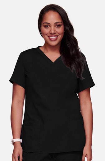 Women's Knit V-Neck Solid Scrub Top Women's Knit V-Neck Solid Scrub Top