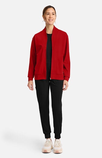 Women's 2-Pocket Shawl Collar Warm Up Scrub Jacket Women's 2-Pocket Shawl Collar Warm Up Scrub Jacket