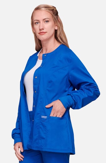 Women's Snap Front Crew Neck Scrub Jacket Women's Snap Front Crew Neck Scrub Jacket