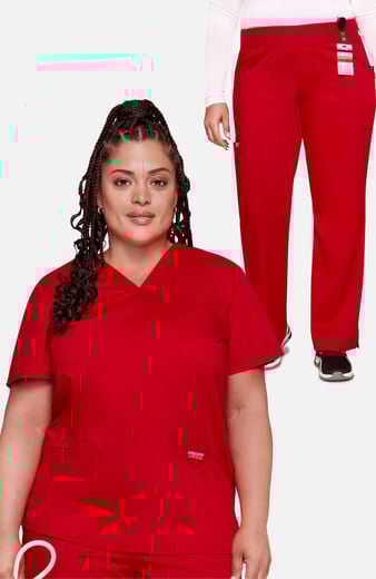 Women's Scrub Set: 3-Pocket V-Neck Stretch Top & Elastic Waist Cargo Pocket Pant Women's Scrub Set: 3-Pocket V-Neck Stretch Top & Elastic Waist Cargo Pocket Pant