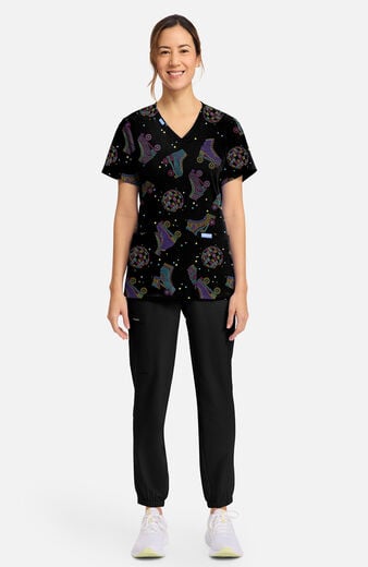 Women's Roller Disco Print Scrub Top Women's Roller Disco Print Scrub Top