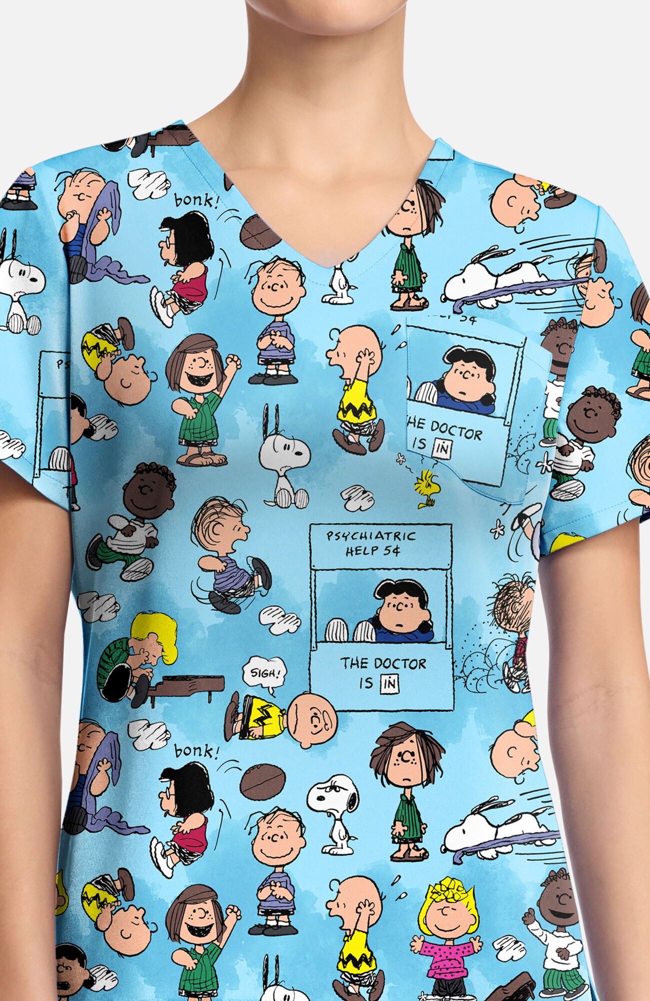 Women's Goodness And Grief Print Scrub Top, , large