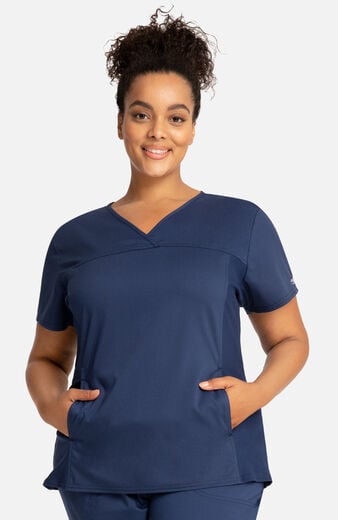 Women's Knit Panel Solid Scrub Top Women's Knit Panel Solid Scrub Top