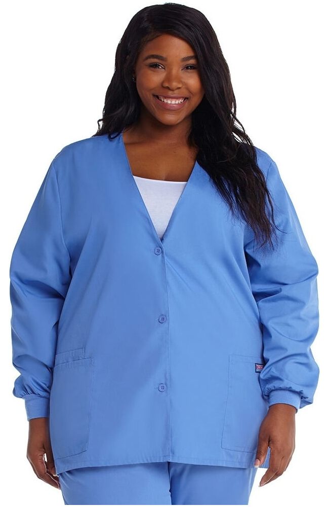 Clearance Women s V Neck Cardigan Solid Scrub Jacket Cherokee