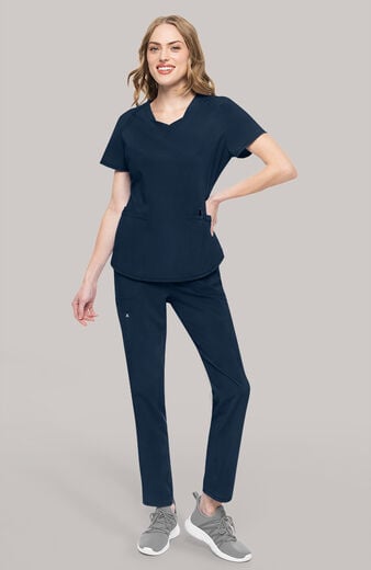 Women's Scrub Set: Layered V-Neck Top & Drawstring Straight Leg Pant Women's Scrub Set: Layered V-Neck Top & Drawstring Straight Leg Pant