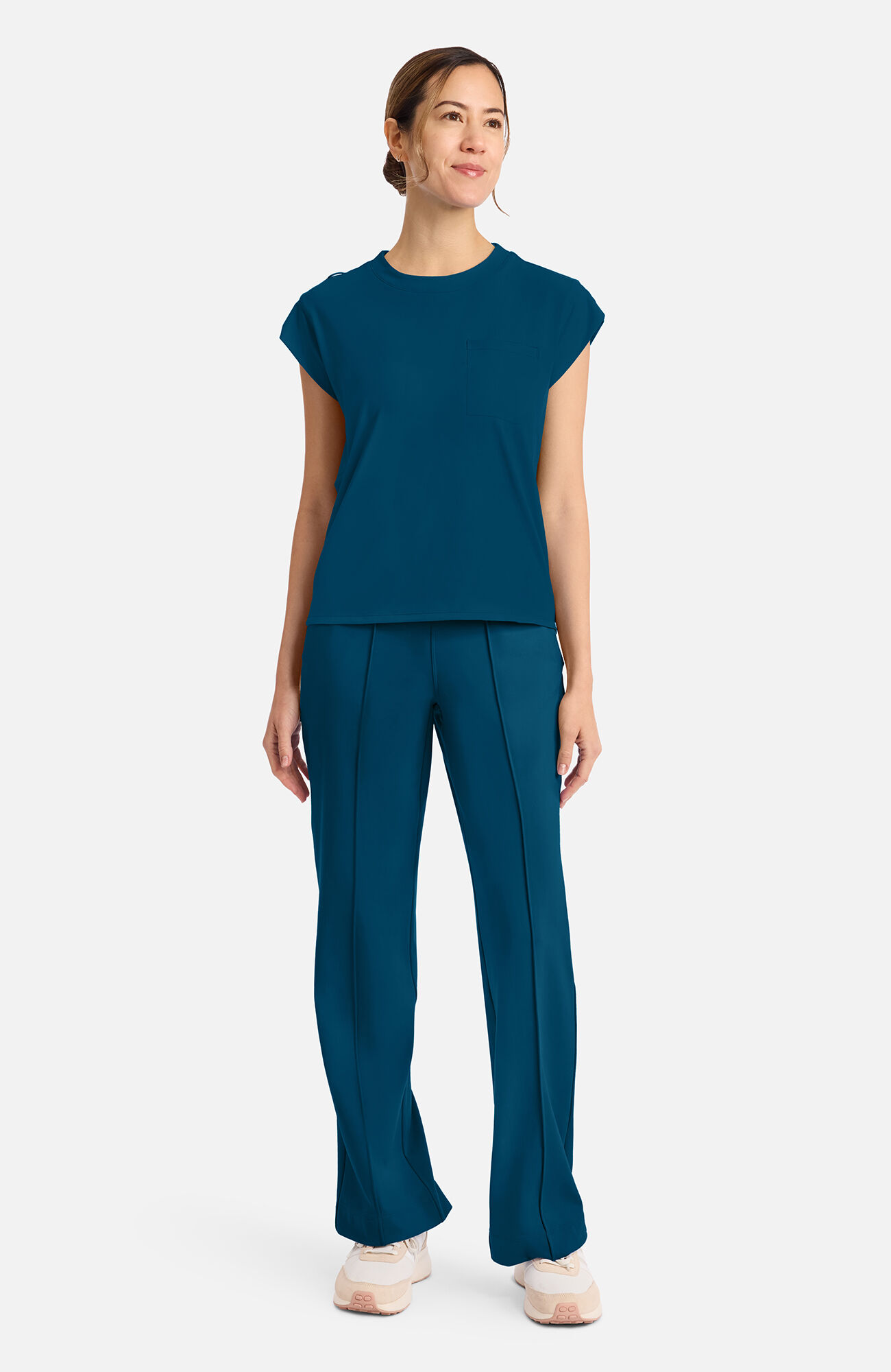 Women's Tuck-In Chest Pocket Crew Neck Scrub Top